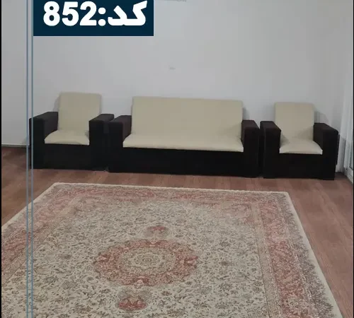 اتاق پذیرایی با مبلمان سیاه سفید و کولر آپارتمان در آمل 4154463