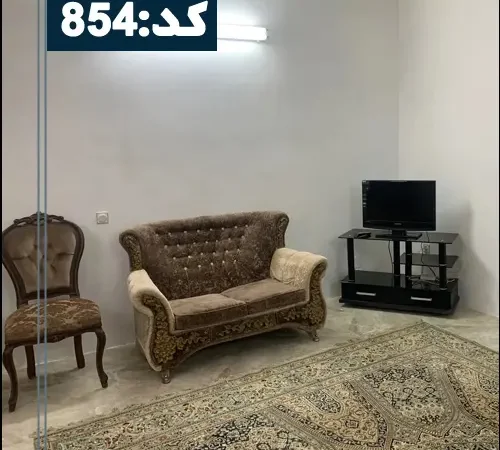 اتاق پذیرایی فرش شده و تلوزیون رو میزی همراه مبلمان آپارتمان در ایزدشهر 45653