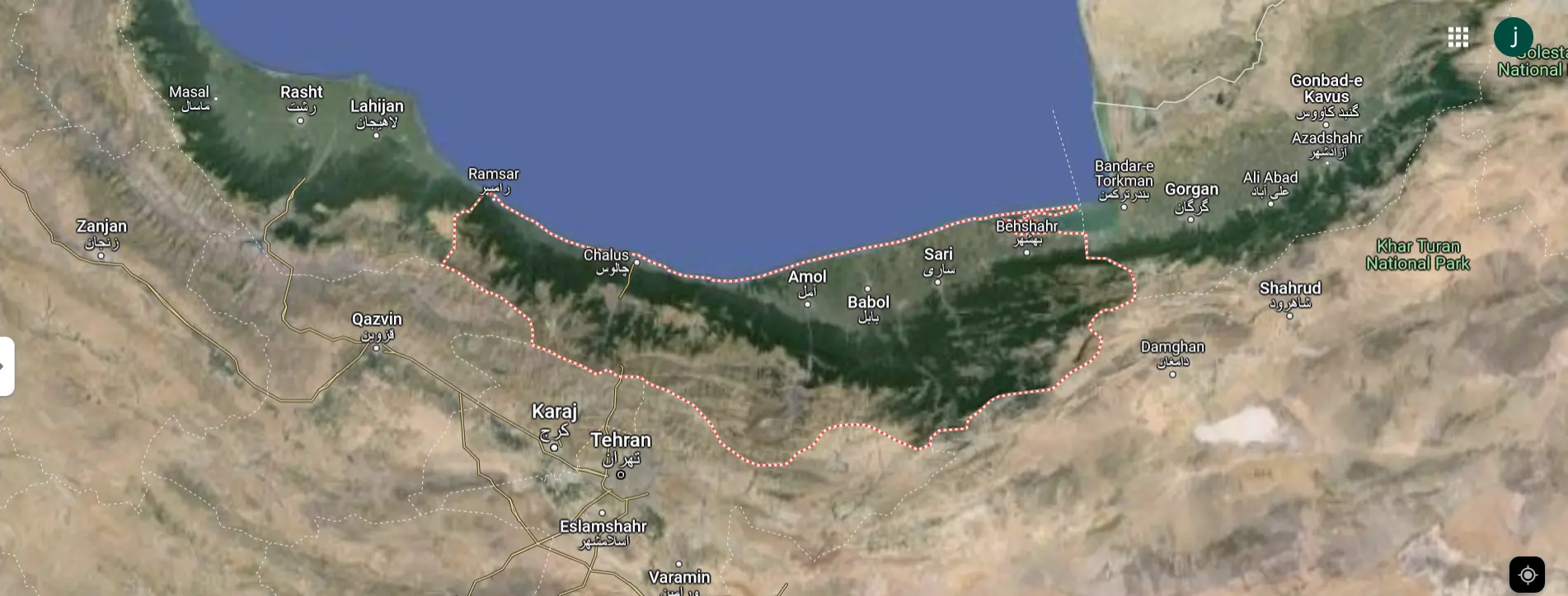 آدرس دقیق استان مازندران روی نقشه 26215641